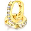 FaithHeart Strass Orecchini Argento S925 6mm Orecchini a Cerchio Oro con Strass Zirconi Orecchini Minimalisti