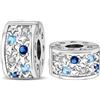LONGLUCK 925 Argento Sterling Clip Charms per Collana Bracciale Perline Distanziatore con 5A Zirconia Festa della Mamma Regalo di Natale fai da te per le donne