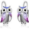 YFN Wise Owl Orecchini Sterling Silver Purple Owl Gioielli Regali per le donne Ragazza
