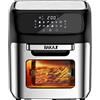 Bakaji Forno Friggitrice ad Aria Calda Frigge Cuoce Griglia Essicca Senza Olio Airfryer Capacità 12Lt Display LED Touch 12 Programmi Timer Regolazione Temperatura Potenza 1800W (Silver)