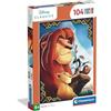 Clementoni - Puzzle per Bambini 104 Pezzi Supercolor, per Bambini 6+ Anni, Illustrazione Disney Re Leone, Idea Regalo, Made in Italy, 37,9x26,9 cm, 25052