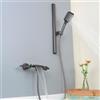 SHANFO Rubinetto Vasca da Bagno a Cascata, Miscelatore Vasca da Bagno con Doccetta, Saliscendi Doccia Regolabile, Rubinetto Doccia in Ottone, Grigio, 14Y7OK-B