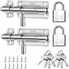 BJBJJIU Set di 2 bulloni per serratura della porta, in acciaio inox, con lucchetto, chiavistello scorrevole per cancelli in legno, serrature per porte per bagno, camera da letto, giardino, capannone, garage