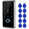 FTes RFKits FTSTech Clavier de Porte Tactile à Empreinte Digitale Extérieure,Étanche IP68,Clavier de Lecteur de Carte IC 13,56 MHz,avec 10 Télécommandes Bleues IC