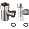 KASESSS 2 Pezzi Valvola Connettore 3 Vie, Valvola Collegamento Adattatore a Forma di T, valvola di Scarico Nichelata Rotazione 180 Gradi per WC Bagno Cucina Tubo Doccia, (1/2, 3/8)