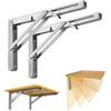LeapBeast 2pcs Staffe per Mensole,Staffa Pieghevole,Mensola Pieghevole,Reggimensola Pieghevole per Tavolo Pieghevole,Tavolo da Parete,Mensole,Libreria Carico Massimo 50kg (argento, 400mm)
