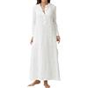 DAIFINEY Donne Caftano Cotone Manica Lunga Casuli Oversize Maxi Camicia, Abito Donna Festivo Elegante, bianco, XL