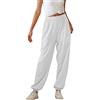Greensen Pantaloni da Donna Traspiranti in Vita Elastica Pantaloni Lunghi con Fascia alla Caviglia di Colore Puro Pantaloni Casual Larghi Pantaloni Sportivi Morbidi da Tuta(XL-Bianco)