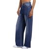 Dasongff Jeans larghi da donna a vita alta, elasticizzati, taglio dritto, jeans a vita elastica, larghi e gamba larga, pantaloni fluidi da donna estivi, pantaloni in denim, blu, XL