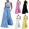 Generic Set di 2 pezzi da donna con lacci senza maniche canotta e gonna elastica in vita swing set loungewear elegante tagliato due pezzi abito lungo streetwear abiti estivi da spiaggia con tasca tessuto cavo