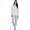 Leo Corsetteria Pigiama Donna Cotone Caldo Serafino Senza Polsini Fantasia Marca Linclalor Taglia 50 Colore Panna Avio 233