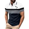 Generic Polo da uomo a maniche corte, moderna, con colori a contrasto, per il tempo libero, estate, con colletto casual, traspirante, slim fit, cotone, polo da golf, Blu marino, XXL