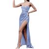 Cocila Donna Elegante Paillettes Vestito Lungo Abito Lungo da Donna con Bretelle Lunghe con Spacco Laterale e Cinturino Posteriore in simulata Abito da Ballo Lungo (Blue, S)