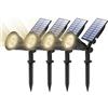 T-SUN Faretti Solari Esterno Da Giardino, 4 LED Lampada da Parete Per Esterni, 2 Modalità Funzione, Impermeabile IP65 Luci di Sicurezza , Luce di Paesaggio Per Cortile Esterno