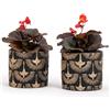 Vimin Box Coppia di Vasi in Terracotta, decorati a mano, NERO e ORO, per Piante e Fiori, Decorazione Casa, Diametro 11cm - 11cm (Nero/Oro, 2x S)