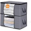 ZCHI Scatole per Armadio,Contenitori Sottoletto, Salvaspazio, in Tessuto, Pieghevole, Scatole Vestiti Cambio Stagione,Grigio scuro, Pack di 2