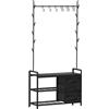 Leader Accessories Appendiabiti, Stand Appendiabiti da terra con Scarpiera 3 in 1, Stabile Appendiabiti Ingresso con cassetto e Ganci Attacappanni per Ingresso e Camera da letto Salvaspazio