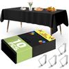YSOOUA Tovaglia Usa e Getta 10 pezzi Tovaglie Nero 137 x 274 cm Tovaglia Antimacchia con Fermatovaglia per Tavolo da Buffet, Feste, Cena, Matrimonio, Anniversario e Altro