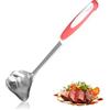Cyrank Mestolo per salse in acciaio inox, cucchiaio Saucier, mestolo per salse con manico lungo Mestolo per conserve portatile con bocca laterale e beccuccio in plastica Mestolo ovale per cucina, ristorante