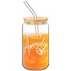 FloralGrace Aperol, bicchieri in vetro con coperchio e cannuccia, Holy Aperoly, regalo da donna, per cocktail, regali aperol, set regalo
