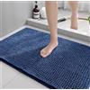 LEZUAN Tappeto Bagno in Ciniglia, Tappetino Bagno Antiscivolo, Tappeto Doccia Assorbente, Tappeti da bagno Morbido, Lavabile in Lavatrice(Navy,60x90cm)