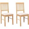 vidaXL Sedie da Pranzo con Cuscini 2 pz in Legno Massello di Hevea, sedia da pranzo, sedia da cucina, sedile da pranzo, sedia, sedia da soggiorno