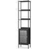 VASAGLE Libreria Scaffale a 6 Ripiani, Libreria Verticale con Anta in Plastica PC, Stile Contemporaneo, Struttura in Metallo, Ripiano Regolabile, per Soggiorno, Nero Ebano e Nero Opaco LLS123B56