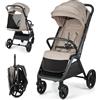 kk Kinderkraft Kinderkraft LOOM Passeggino leggero fino 27kg, Chiusura con una mano, cesto sotto, capottina estensibile con tettuccio, Barra di sicurezza, fino a 4 anni o circa 22 kg, Beige