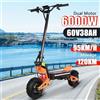 DIXSG Scooter elettrico X5 6000W60V40V Doppia sospensione Assorbimento degli urti Velocità massima 95 km/h 11 pollici Chilometraggio massimo 90 km Fuoristrada - 1200W-48V-18AH