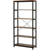 HOMCOM Libreria Verticale in Stile Industriale Vintage, Scaffale Salvaspazio con 6 Mensole in Legno e Metallo Nero, 80x30x180cm