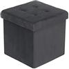 WOLTU Sgabello Pieghevole Sedia a Cubo Pouf Cassapanca Poggiapiedi Panche Contenitore con Coperchio Rimovibile in Velluto MDF Grigio
