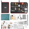 VEVOR Kit di Utensili per Lavorazione della Pelle, 61 Pezzi, Utensili per Lavorazione della Pelle con Borsa Portaoggetti Portatile in Tela, per Incisione, Punzonatura, Cucito, Timbratura, Levigatura