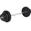 HOMCOM Bilanciare Set Curvo da 70kg con 8 Dischi Pesi e Barra Curva in Acciaio, Allenamento a Casa e Palestra, 140x38.5x38.5cm Homcom