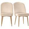 FC Set di 2 sedie da pranzo in velluto, con gambe in metallo dorato, 50×62×89 cm, Beige