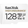 Sandisk 128GB Scheda MicroSDHC Sandisk ad alta resistenza con adattatore - per il monitoraggio domestico delle Dashcam