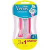 Gillette Venus Venus Gillette Sensitive Rasoi Donna Usa e Getta, 3+1 Rasoi