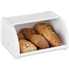 Relaxdays Portapane, con Coperchio a Rullo, Salvaroma, Pane & Panini, Cestino Porta-pane, Metallo, 13,5x26x21 cm, bianco