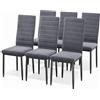 Bealife Set di 4 Sedie da Pranzo, Set di Sedie da Sala da Pranzo per Cucina, Sala da Pranzo, Sedia da Pranzo con Schienale Alto in Ecopelle, Moderno (Grigio scuro - Flanella, Set da 6)