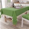 PETTI Artigiani Italiani - Tovaglia, Tovaglia da Tavola, Tovaglia Cucina Rettangolare con Pizzo Sangallo e Fiocchi, Tovaglia Copritavolo Tinta Unita in Cotone, X12 Posti (140x240 cm) Verde