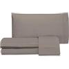 hermet Laura Biagiotti, Set Lenzuola Matrimoniali Tinta Unita Con Ricamo, 100% Percalle di Cotone, Lenzuolo Sopra, Lenzuolo Con Angoli, Coppia Federe,Tortora