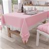 PETTI Artigiani Italiani - Tovaglia, Tovaglia da Tavola, Tovaglia Cucina Rettangolare con Pizzo Sangallo e Fiocchi, Tovaglia Copritavolo Tinta Unita in Cotone, X12 Posti (140x240 cm) Rosa