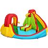 DREAMADE Castello Gonfiabile, Parco Acquatico per Bambini con 2 Scivoli, Salite d'Arrampicata, Piscina con Cannone e Divano, Canestro con Palla da Basket, 460x420x233cm (senza Ventilatore)