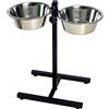 Leopet Supporto Rialzato ad H Regolabile con 2 Ciotole 2800 ml. in Acciaio Inox Altezza 60 cm