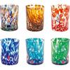 H&h set 6 bicchieri veneziano in vetro decorato multicolore cl 32