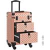 SONGMICS Valigia Porta Trucchi, Trolley Make Up, 2 Cassetti, 34 x 24 x 56 cm, Ruote Girevoli a 360°, Beauty Case da Viaggio, per Truccatori, Oro Champagne JHZ008A01