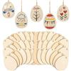 HERZWILD 40ocs, ciondolo in legno pasquale, da dipingere, per Pasqua, fai da te, in legno, decorazione con corda, ciondolo in legno per Pasqua (A)