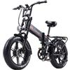 RANDRIDE YX20M-2 Bicicletta elettrica, motore 1000W*2, batteria 48V 20Ah, pneumatici grassi 20*4.0 pollici, 45km/h, 60km