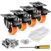 VEVOR Ruote Girevoli Set di 4 Ruote per Mobili Industriali Ruote in PVC da 50,8 mm con Doppio Freno di Bloccaggio Capacità di Carico Massima 68 kg per Carrelli Banco da Lavoro, Set di Ruote Girevoli