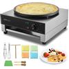 VEVOR Crepiera Elettrica, Macchina per Crepes Commerciale a Testa 406 mm, Piastra Crepes Piastra Piana 3000 W, Macchina in Acciaio Inox Antiaderente, Fornello Circolare, Controllo per Temperatura