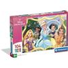 Clementoni - Puzzle per Bambini 104 Pezzi Supercolor, per Bambini 6+ Anni, Illustrazione con Personaggi Principesse Disney, Idea Regalo, Made in Italy, 38x27 cm, 25058